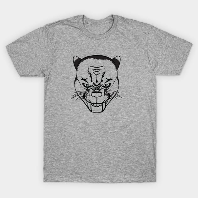 Evil Kitty Cat - LIneart Black T-Shirt by atomguy